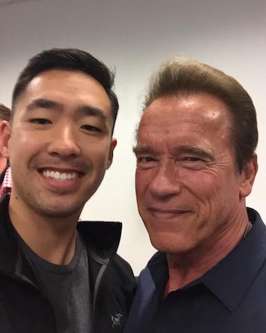 Me and Arnold when he came to our all-hands